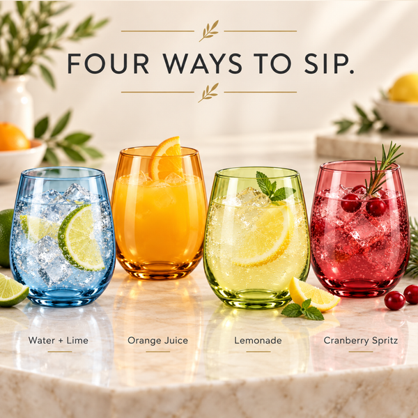 Tritan 15oz Shatterproof Stemless Wine Glasses - Set of 4 Plastic Tumblers