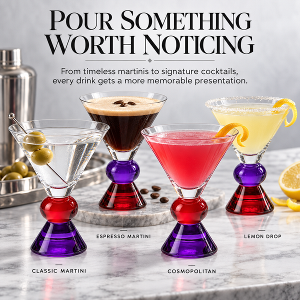 Sapphire & Crimson Gem Martini Glassware - large