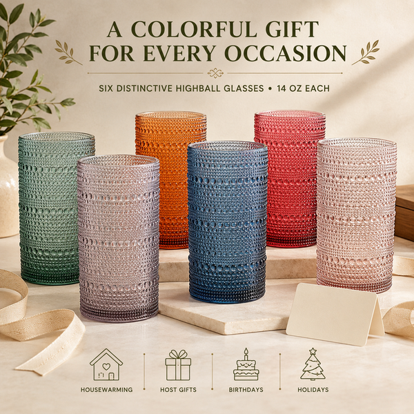 Eze Acrylic Highball Hobnail Glassware, Set of 6
