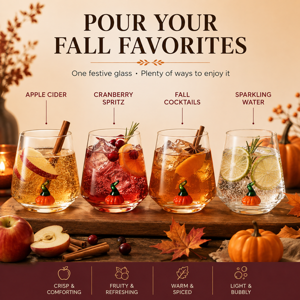 Khen Pumpkin Glass Set Fall Drinkware Decorative - 12oz Clear