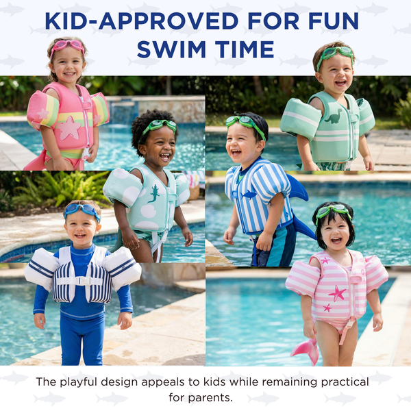 Floating Jackets with Sleeves, Single, White & Blue 1-3 Years