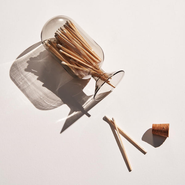 Glass Match Cloche with Striker - Smoke Grey with Cork Stopper