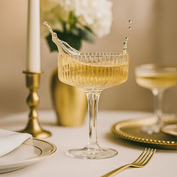 Glass Champagne Tower Set of 20 Crystal Coupes – 7oz Clear Stackable Coupe Glasses for Building Champagne Fountains at Weddings, Parties, Events, & Celebrations – Elegant Toasting Cups for Displays