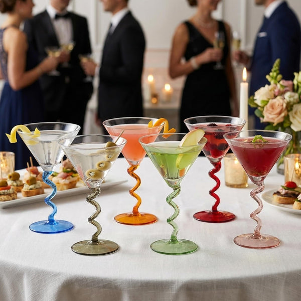 Spiral Stem Martini Glasses Set of 6, 9.2oz 7.05