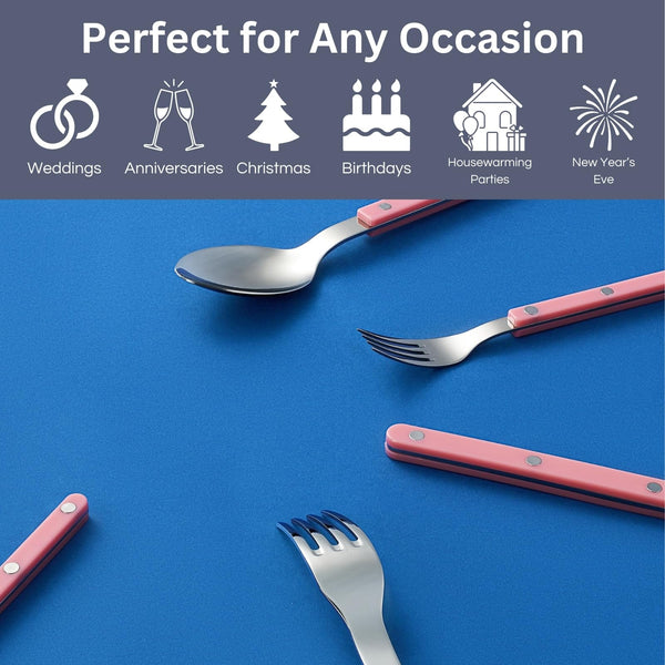 Khen Pink Cutlery Set of 20 –18/8 Stainless Steel Flatware