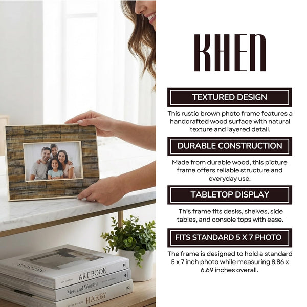 Ribbed Mango Wood & Bone Inlay 5x7 Photo Frame
