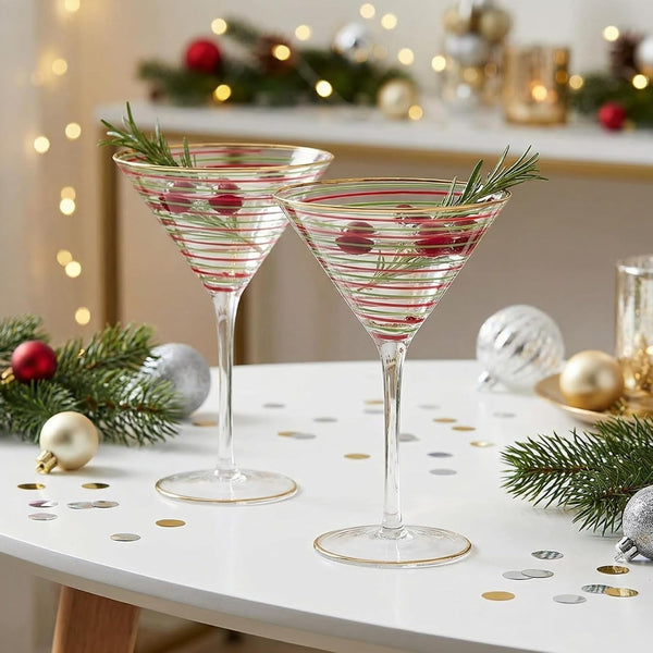 Christmas Martini Glasses Set of 2 9.13 oz