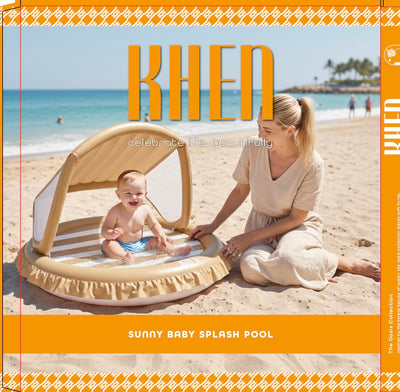 Baby Beach Pool with Cover, Single Unit, Small Round Shallow Tub