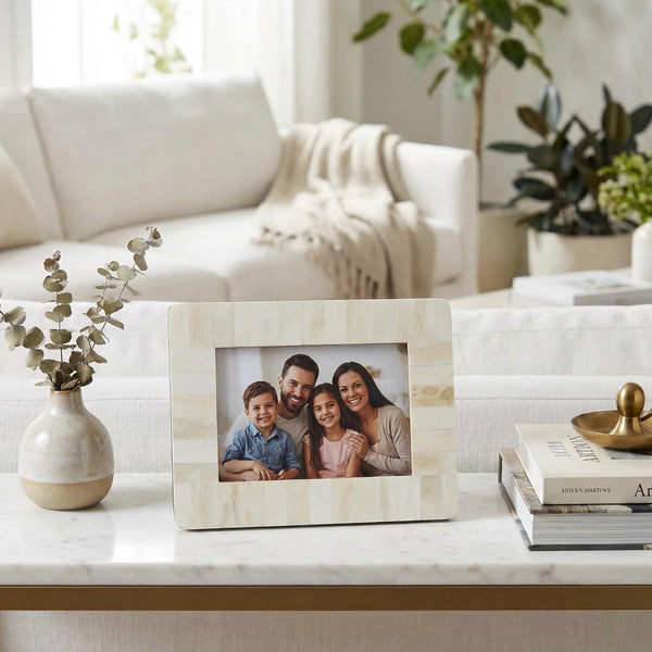 Cote d'Azur Authentic White Bone Inlay 5x7 Photo Frame