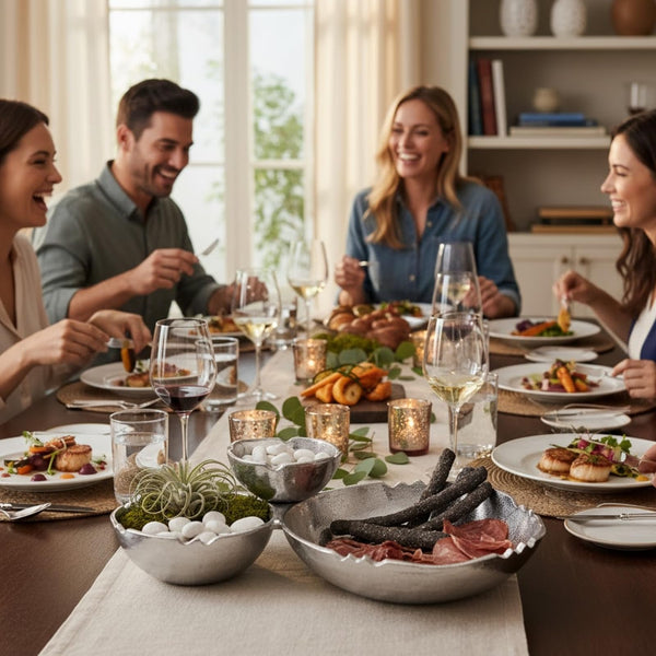 3 Cluster Decorative Bowls Bright Silver Snack Tray Bowl Chip & Dip Serving Piece Strong Brass Centerpiece Beautiful Room Accent & Entertaining Parties Home Decor Wedding Gifts 14.6 Inch Decorative