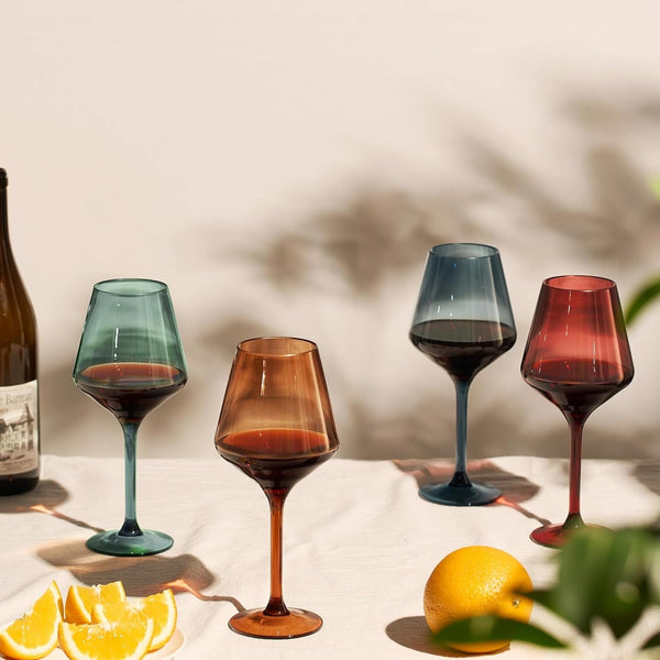 Floating Shatterproof Wine Glasses | Muted Colors | Set of 4, 16 oz