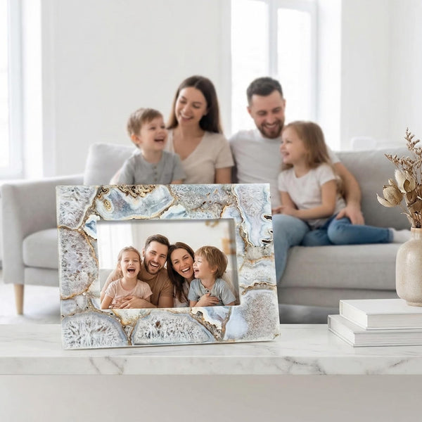 Natural Blue Agate 5x7 Photo Frame | Hand-Polished Luxury