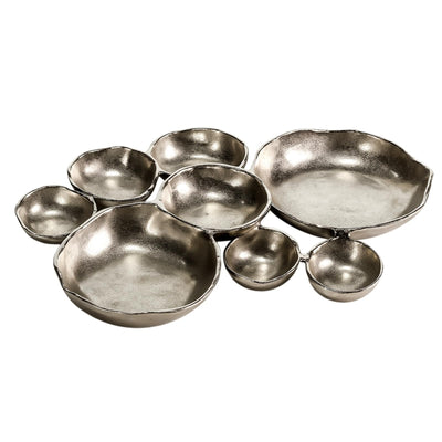 GUTE Cluster Decorative Bowls, Bright Silver Brass - Decoration, Snack Tray Bowl, Chip and Dip Strong Brass Beautiful Room Accent, Perfect for Entertaining, Parties, Home & Wedding Gifts 22