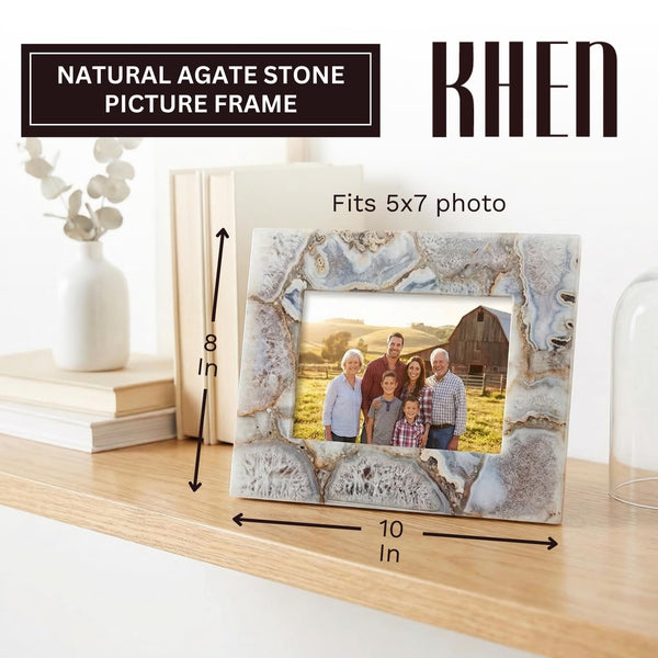 Natural Blue Agate 5x7 Photo Frame | Hand-Polished Luxury