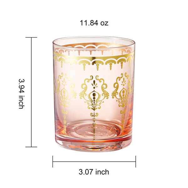 Moroccan Whiskey & Cocktail Glass | Pink & Clear | Set of 2