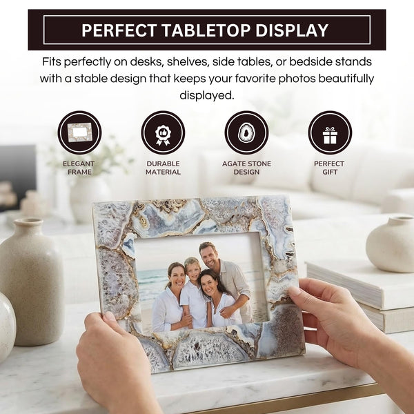 Natural Blue Agate 5x7 Photo Frame | Hand-Polished Luxury