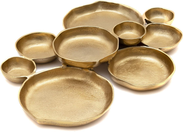 Cluster Decorative Bowls, Bright Gold Brass - Decoration, Snack Tray Bowl, Chip and Dip Strong Brass Beautiful Room Accent, Perfect for Entertaining, Parties, Home & Wedding 22