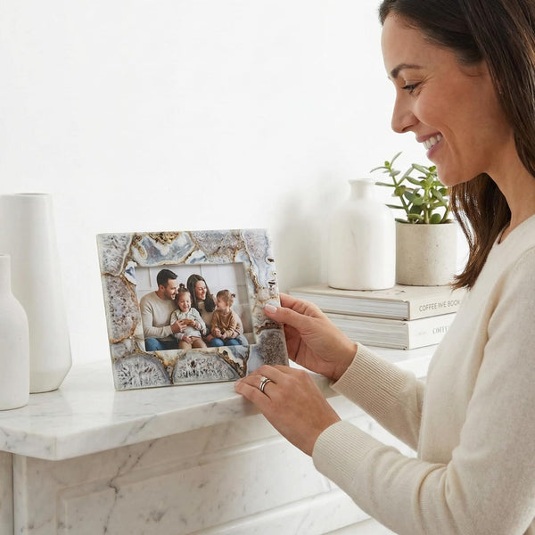 Natural Blue Agate 5x7 Photo Frame | Hand-Polished Luxury