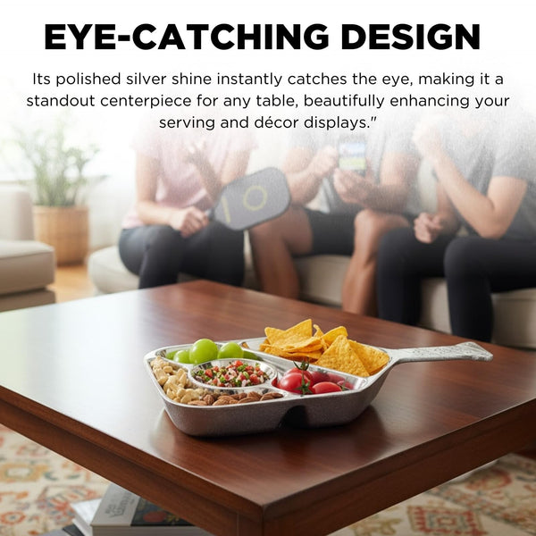 Silver Pickleball Serving Dish 13.7 Inch – Modern Decorative Tray with Heavy Polished Finish, Large Metal Centerpiece Platter, Snacks Fruits Appetizers Desserts, Home Decor Gift for Pickle ball Lovers