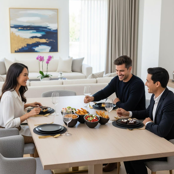 GUTE 5 Bowl Organic Set – Modern Multi Section Serving Dish | Bowls for Snacks Salads Fruits Desserts Appetizers | Functional Centerpiece Dining Tableware | 14.9