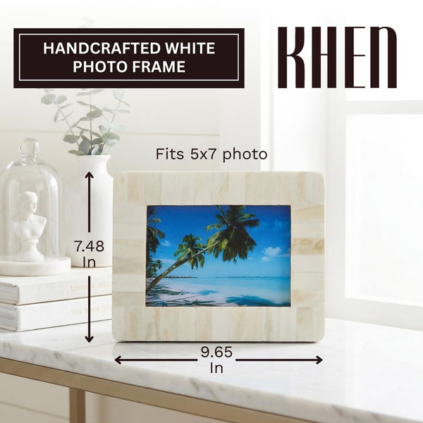 Cote d'Azur Authentic White Bone Inlay 5x7 Photo Frame