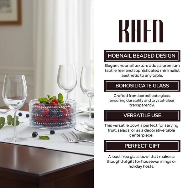 Round Hobnail Bowl, Single Piece, 7.95in 2300ml Clear