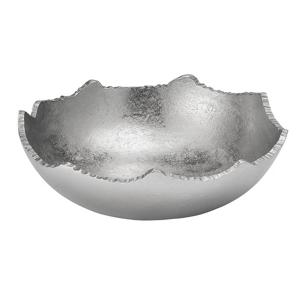 GUTE Decorative Silver Moon Decorative Metal Torn Hammered Asymmetrical Centerpiece Bowl with Pointed Edges, 10.2in Catch All, Silver Stainless Steel Metal, Accent Basket Fruit, Potpourri, Jewelry
