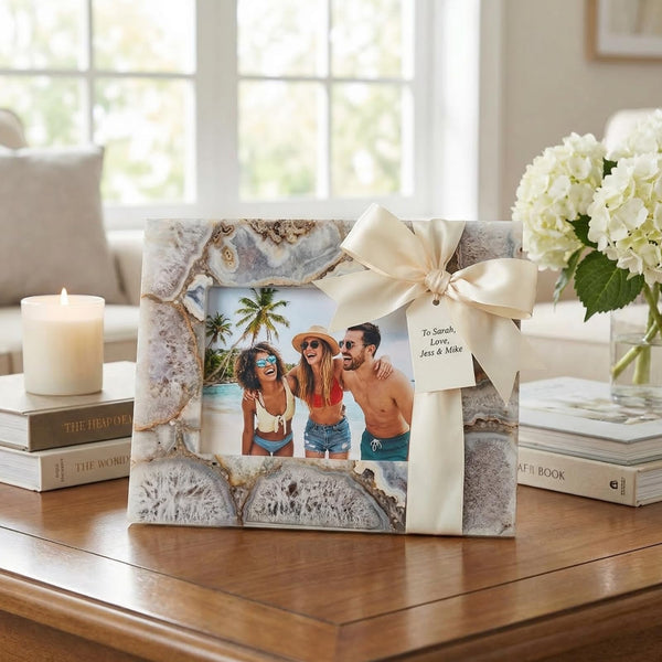 Natural Blue Agate 5x7 Photo Frame | Hand-Polished Luxury