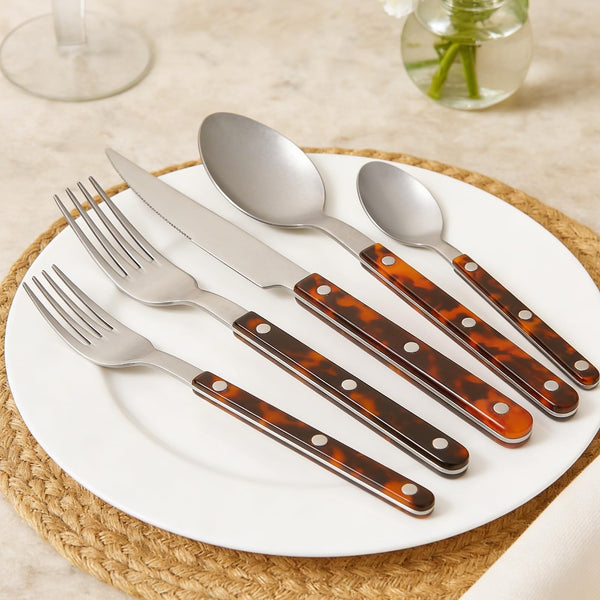 Premium Stainless Steel Flatware Set, 20 Piece Tortoise