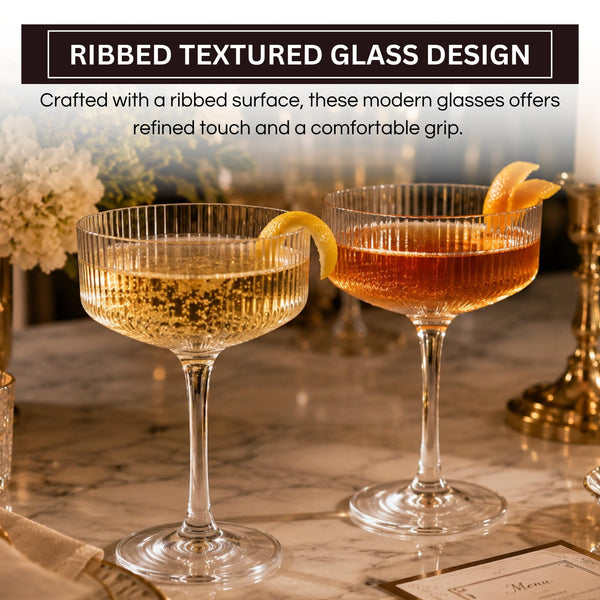 Barcelona Acrylic Champagne Coupe Cocktail Glassware, Set of 2