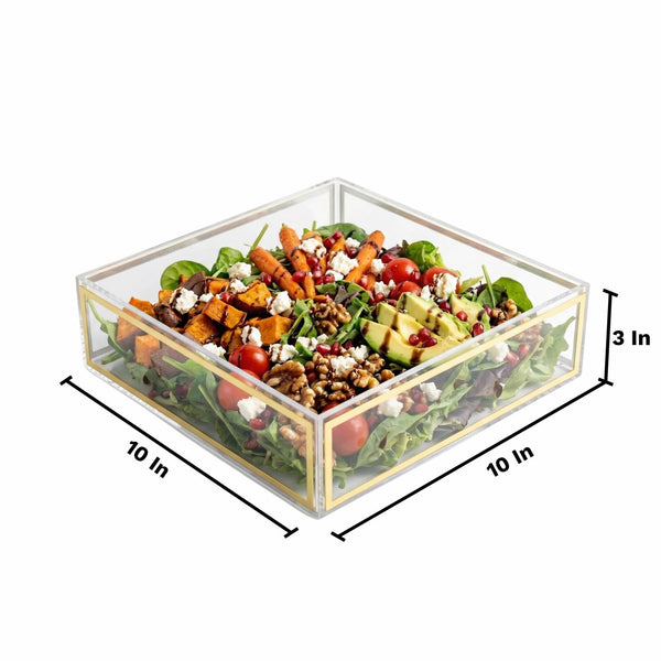 Acrylic Classic Salad Bowl Clear Gold Framed Rectangular