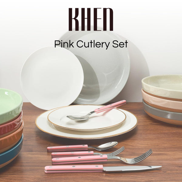 Khen Pink Cutlery Set of 20 –18/8 Stainless Steel Flatware