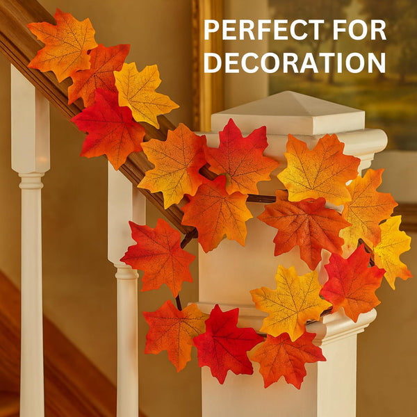 Artificial Maple Leaves 6 Colors Fall 150 PCS Winter, Summer Autumn Leaf Decorations