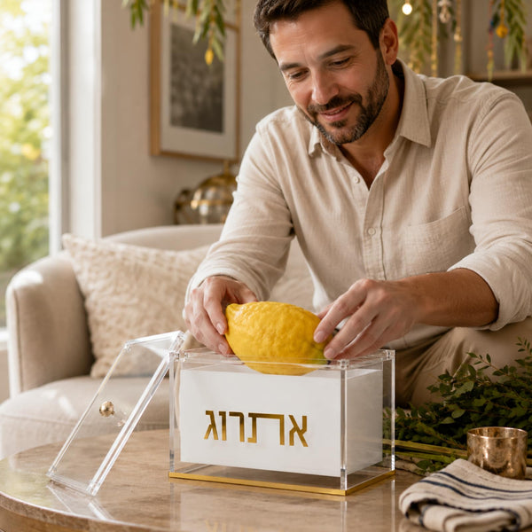 Esrog Box Holder, Clear Acrylic Lid Sukkot Succos Judaica Display Case