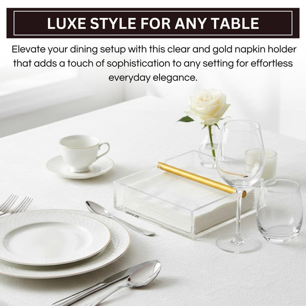 Clear & Gold Napkin Holder – 7