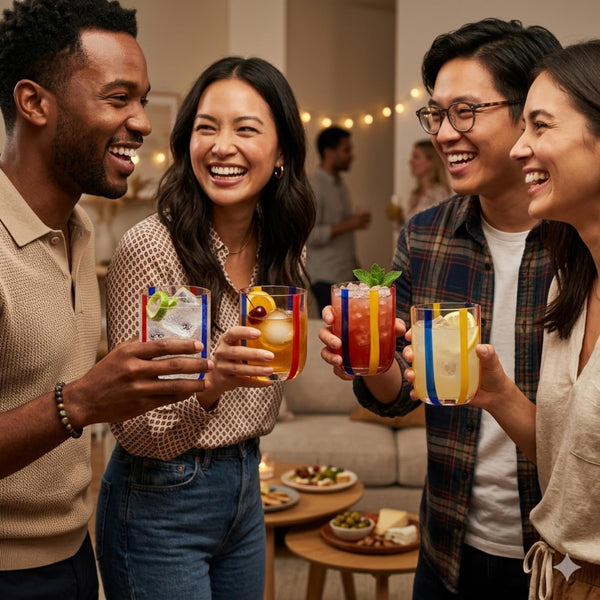Island Stripes Tumbler Glasses Set of 4, 13.5oz Multicolor