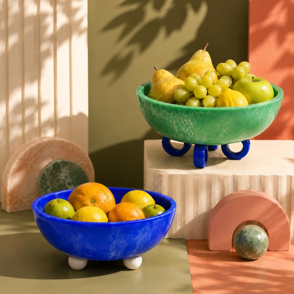 Green Resin Bowl, 1 Piece, 23 x 23 x 11 cm Pedestal Fruit Bowl