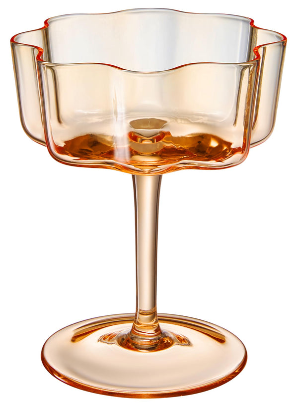 Flower Wave Coupe Cocktail Colored Glasses | Set of 5 | Fall/Holiday Colors
