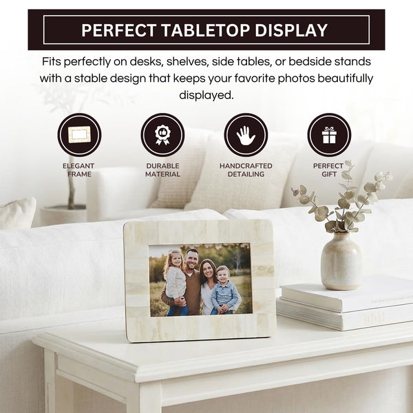 Cote d'Azur Authentic White Bone Inlay 5x7 Photo Frame