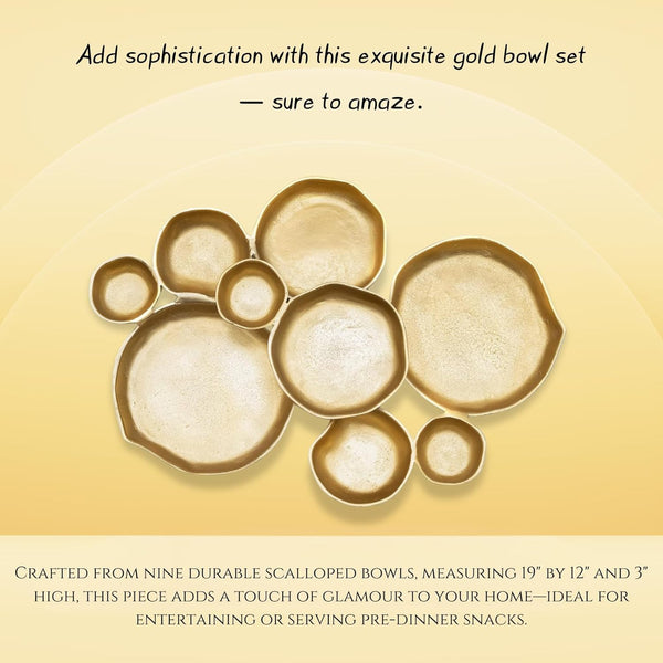 Cluster Decorative Bowls, Bright Gold Brass - Decoration, Snack Tray Bowl, Chip and Dip Strong Brass Beautiful Room Accent, Perfect for Entertaining, Parties, Home & Wedding 22