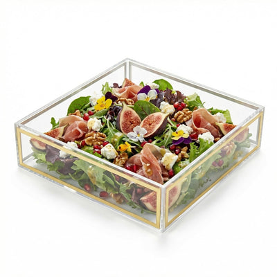 Acrylic Classic Salad Bowl Clear Gold Framed Rectangular