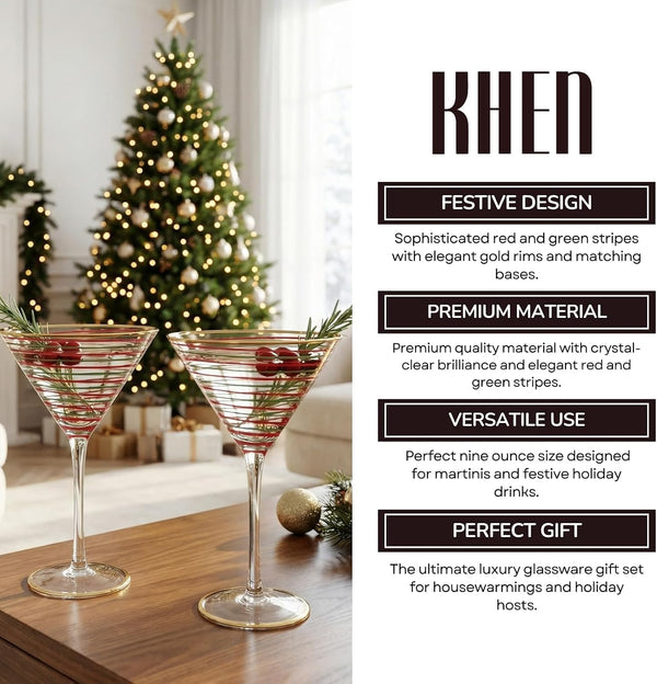 Christmas Martini Glasses Set of 2 9.13 oz