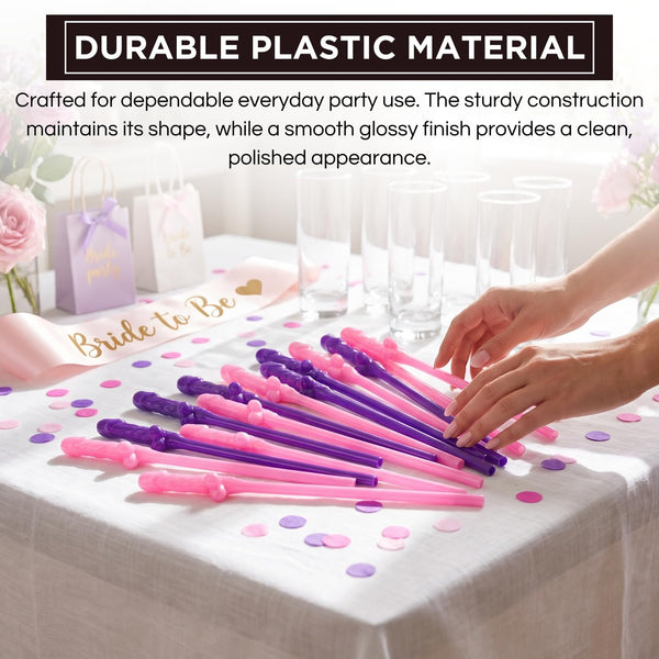 Novelty Party Straws Set of 30, Pink & Purple
