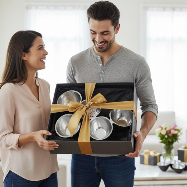 GUTE 5 Bowl Organic Set – Modern Multi Section Serving Dish | Bowls for Snacks Salads Fruits Desserts Appetizers | Functional Centerpiece Dining Tableware | 14.9