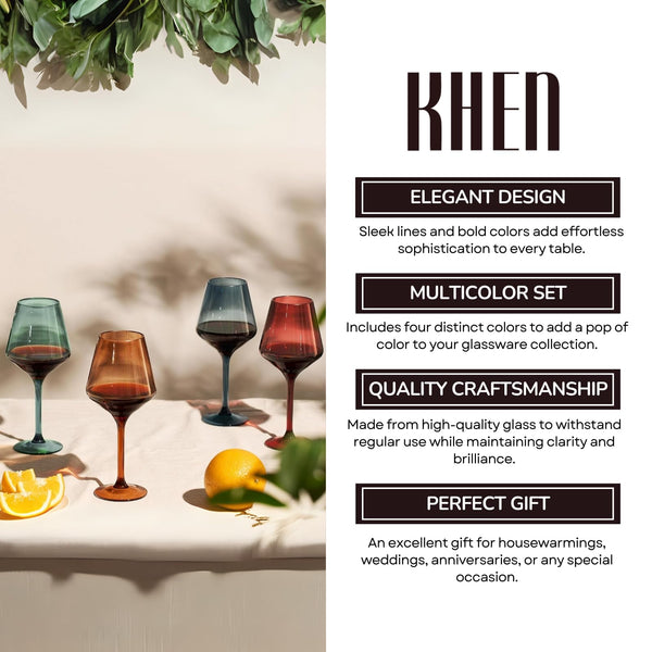 Floating Shatterproof Wine Glasses | Muted Colors | Set of 4, 16 oz