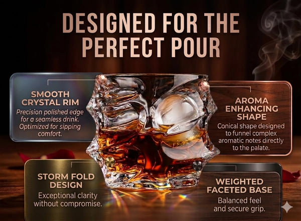 Storm Japanese Crystal Whiskey Glasses Set of 2 | 10oz