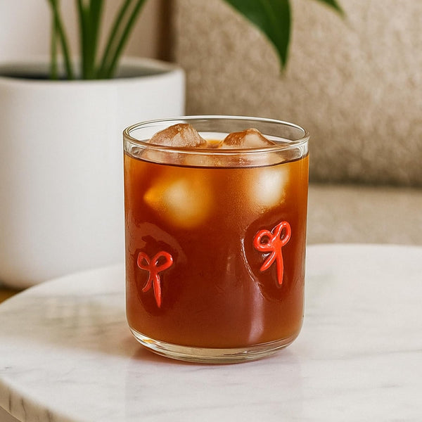 Red Bowtie Tumbler | Clear Water or Juice Glasses | Set of 2