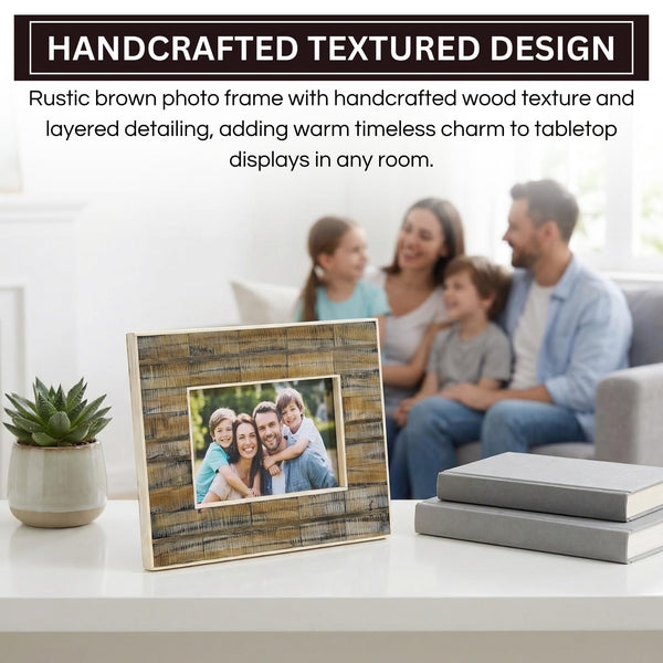 Ribbed Mango Wood & Bone Inlay 5x7 Photo Frame