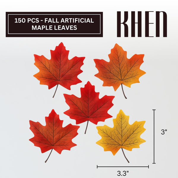 Artificial Maple Leaves 6 Colors Fall 150 PCS Winter, Summer Autumn Leaf Decorations