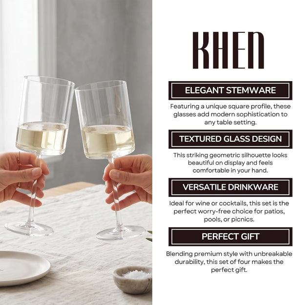 Barcelona Acrylic Stemmed Wine Glassware, Set of 4